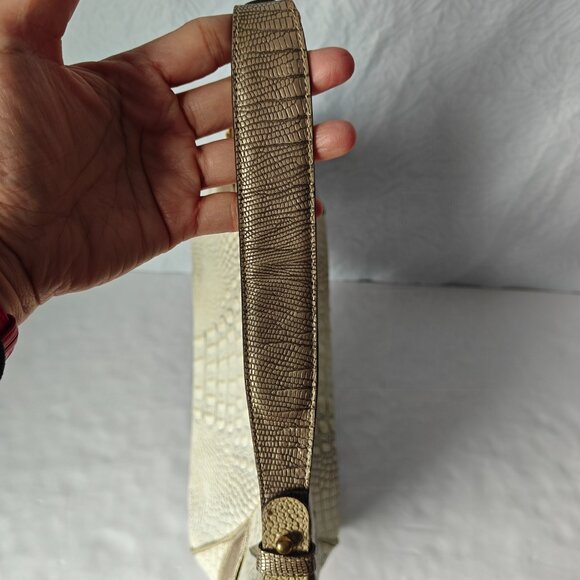 BRAHMIN Crocodile-embossed Leather Hobo Bag Single Strap Cream - Picture 5 of 16